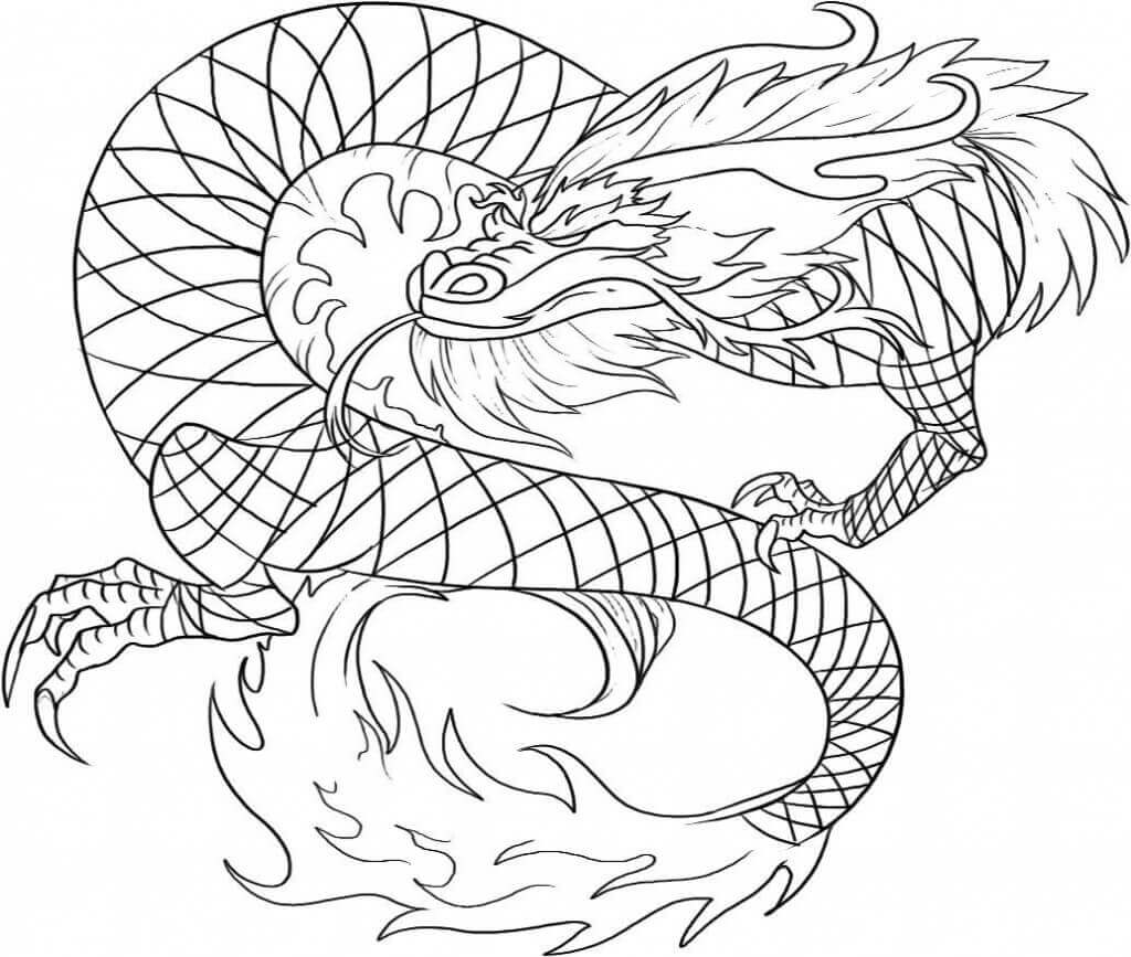 Dibujo de Dragn Chino de Fuego para Colorear
