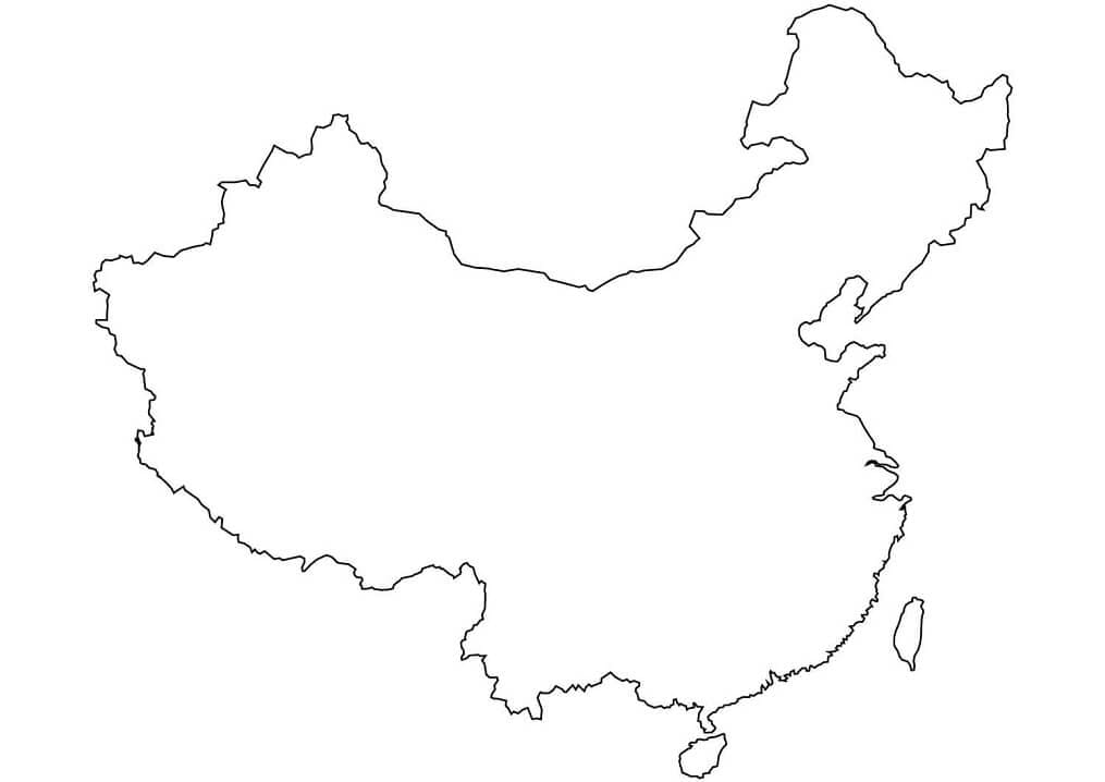 Dibujo de Mapa de Contorno en Blanco de China para Colorear