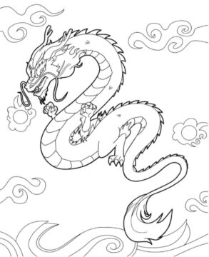 Dibujo de Volar Dragn Chino para Colorear