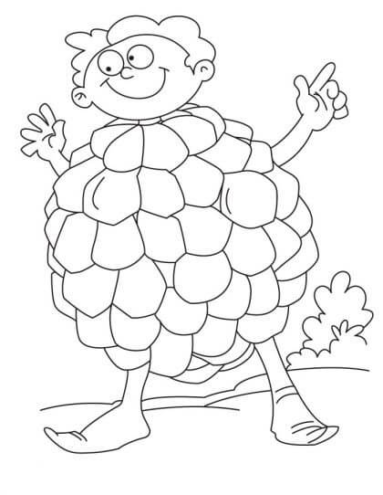 Dibujo de Nio Disfrazado de Chirimoya para Colorear