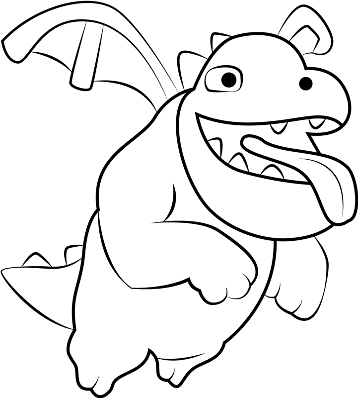 Dibujo de Bebé dragón Volando 2 para Colorear