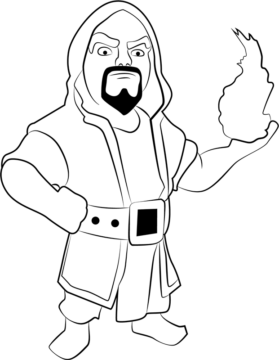 Dibujo de Mago con Fuego para Colorear