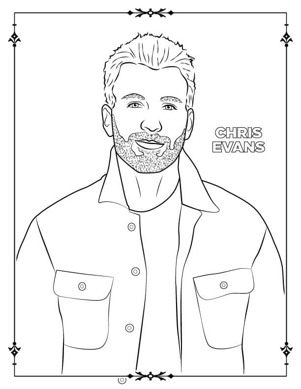 Dibujo de Chris Evans Sonriendo para Colorear