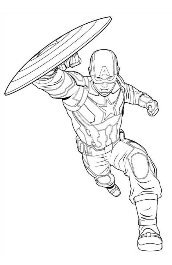 Dibujo de El Ataque del Capitn Amrica por Chris para Colorear