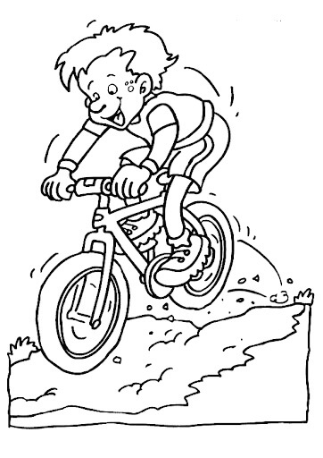 Dibujo de Ciclismo Chico Divertido para Colorear