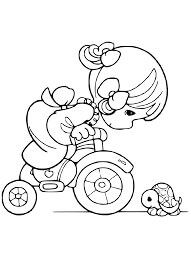 Dibujo de Ciclismo Nia y Tortuga para Colorear