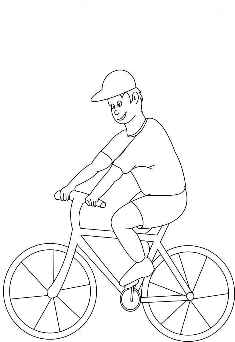 Dibujo de Ciclismo Nio Sonriente para Colorear