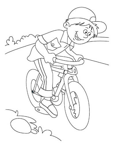 Dibujo de Nio en Bicicleta para Colorear