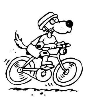 Dibujo de Perro de Ciclismo para Colorear