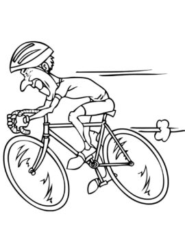 Dibujo de Un Ciclista Montando a Alta Velocidad para Colorear