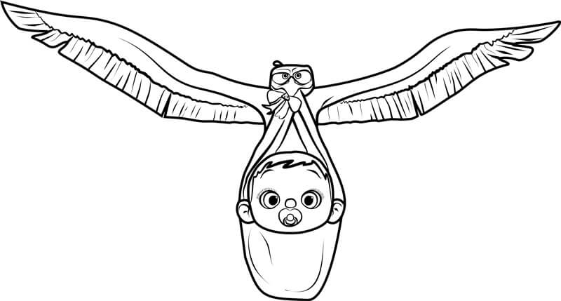 Dibujo de Cigea Junior con Beb para Colorear