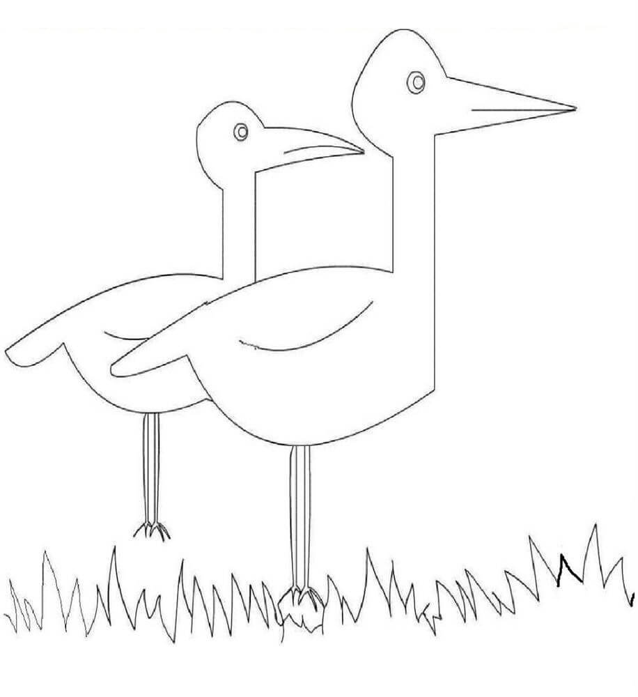 Dibujo de Dos Cigeas Fciles para Colorear