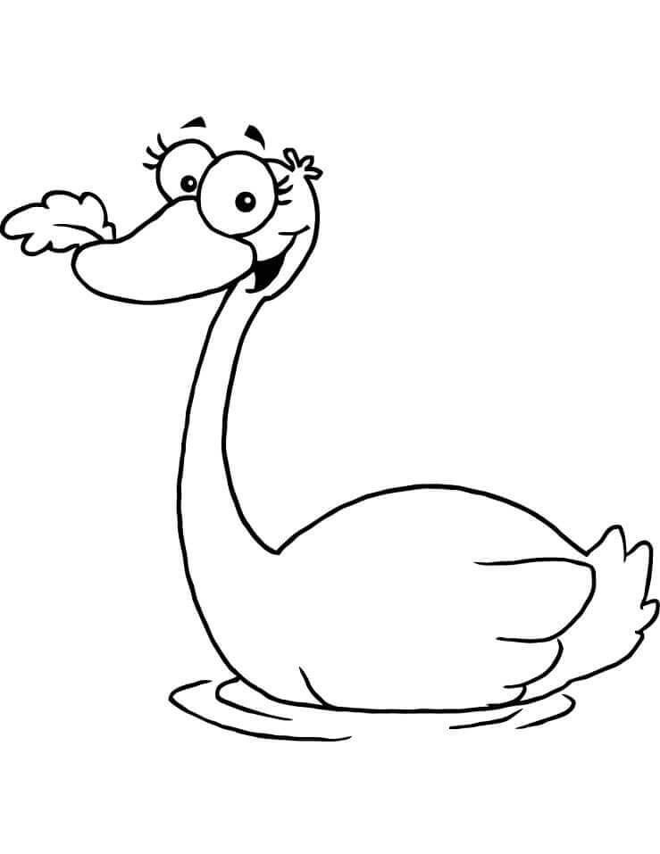 Dibujo de Cisne de Dibujos Animados para Colorear