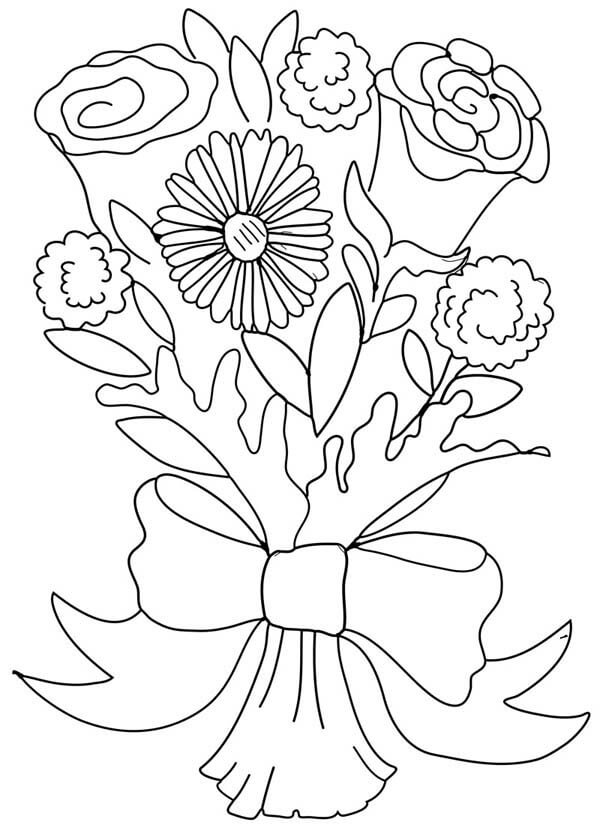 Dibujo de Ramo de Flores de Clavel para Colorear