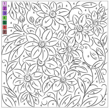 Dibujo de Color de Clemtide por Nmero para Colorear