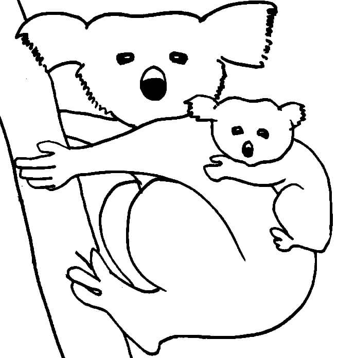 Dibujo de Madre Koala y bebé Koala para Colorear
