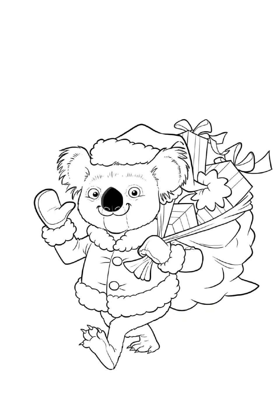 Dibujo de Feliz Navidad Koala para Colorear