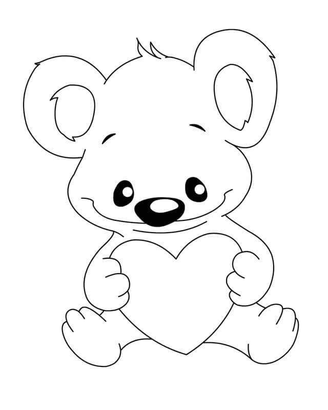 Dibujo de Koala con corazón para Colorear