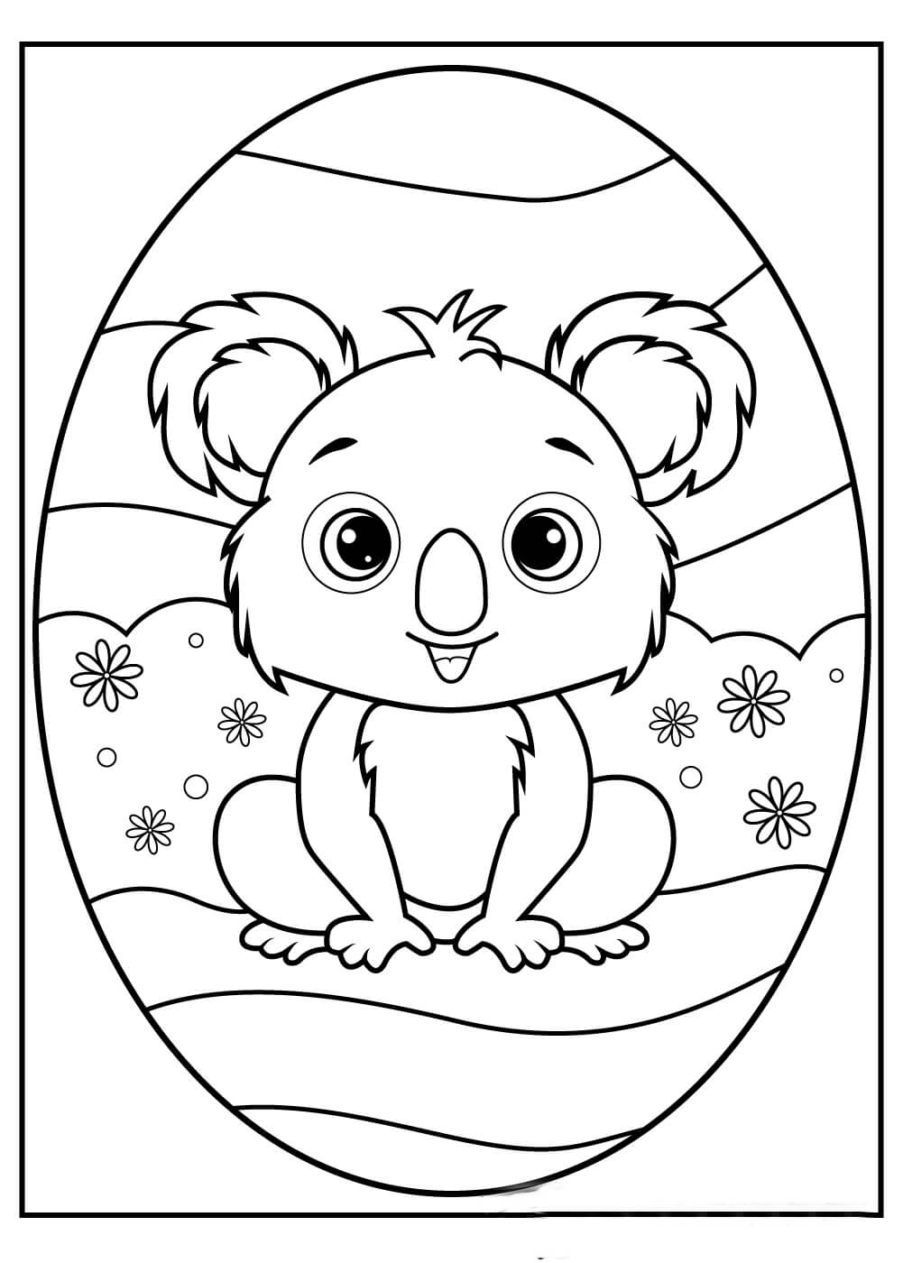 Dibujo de Koala Divertido Sentado para Colorear