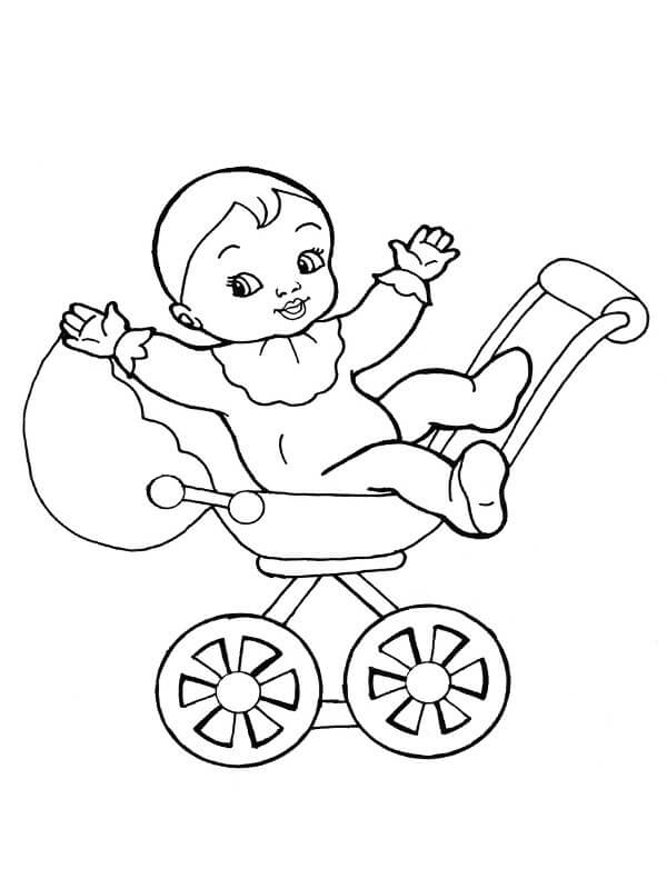 Dibujo de Cochecito con bebé para Colorear