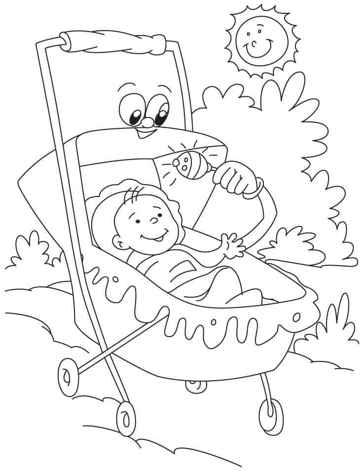 Dibujo de Cochecito de Dibujos Animados para Colorear