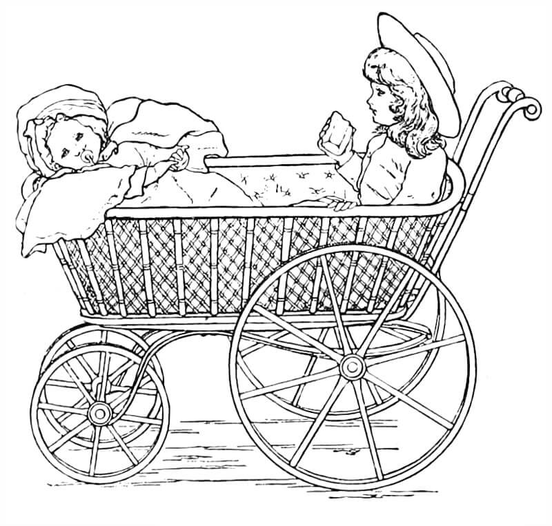 Dibujo de Cochecito de muñecas para Colorear