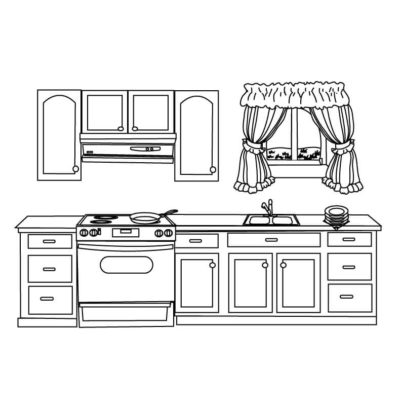 Dibujo de Cocina Sencilla 2 para Colorear