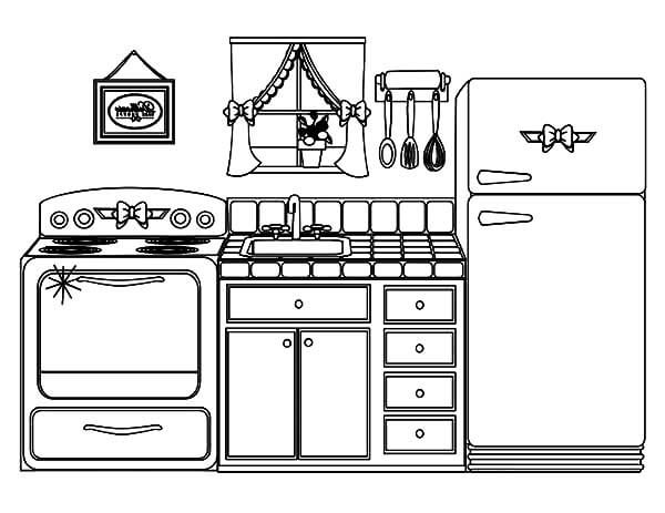 Dibujo de Hermosa Casa de Cocina para Colorear