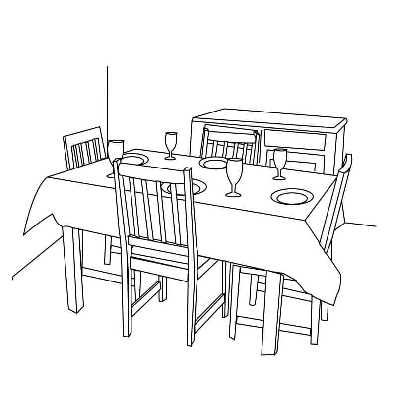 Dibujo de Mesa de Cocina para Colorear