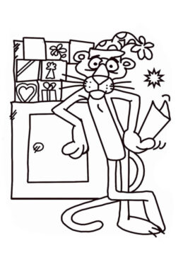 Dibujo de Pantera Rosa en la Cocina para Colorear