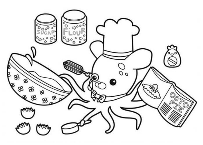 Dibujo de Pulpo en la Cocina para Colorear