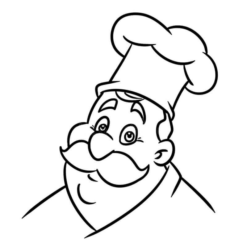 Dibujo de Chef Culinario de Dibujos Animados para Colorear