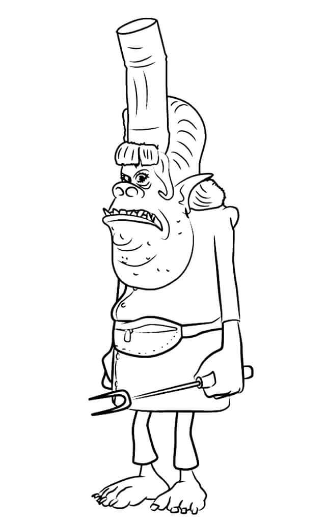 Dibujo de Chef de Trolls para Colorear