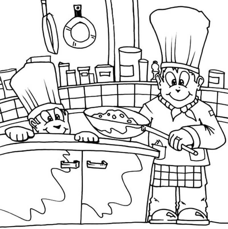 Dibujo de Chef Profesional para Colorear