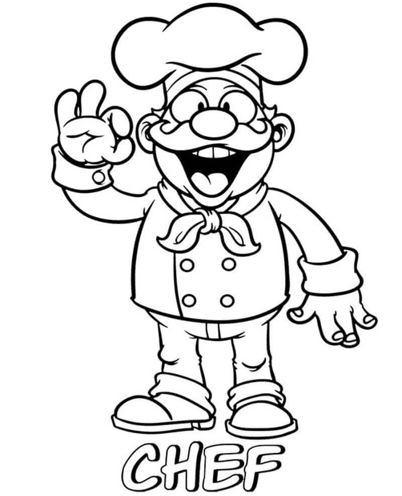 Dibujo de Cocinero Divertido para Colorear