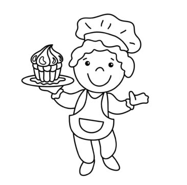 Dibujo de Lindo Nio Cocinero para Colorear