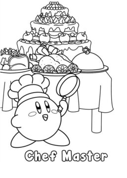 Dibujo de Maestro Cocinero Kirby para Colorear