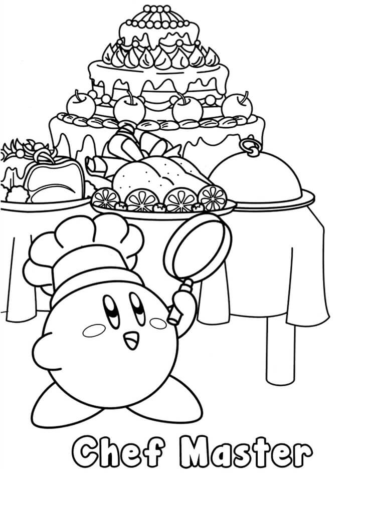 Dibujo de Maestro Cocinero Kirby para Colorear