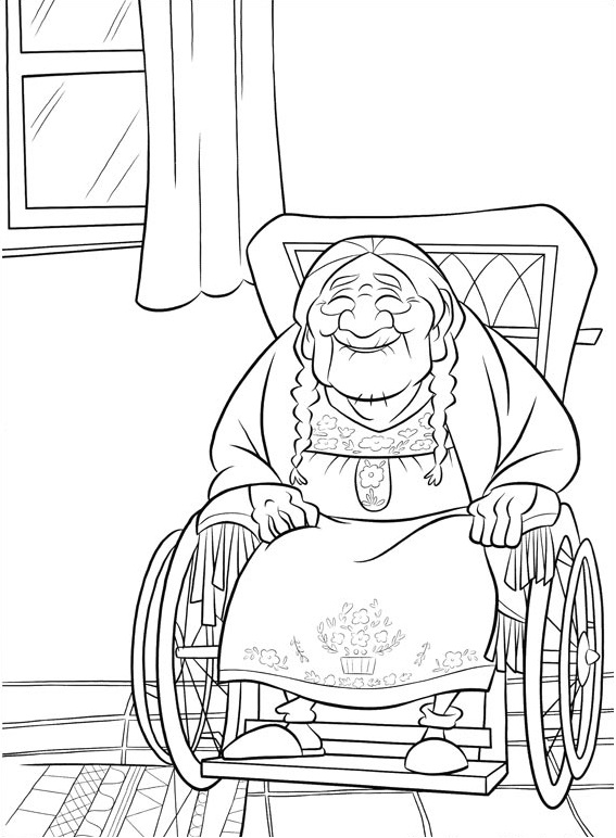 Dibujo de Mamá Coco Sonriente para Colorear
