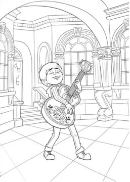 Dibujo de Miguel Rivera Tocando la Guitarra para Colorear