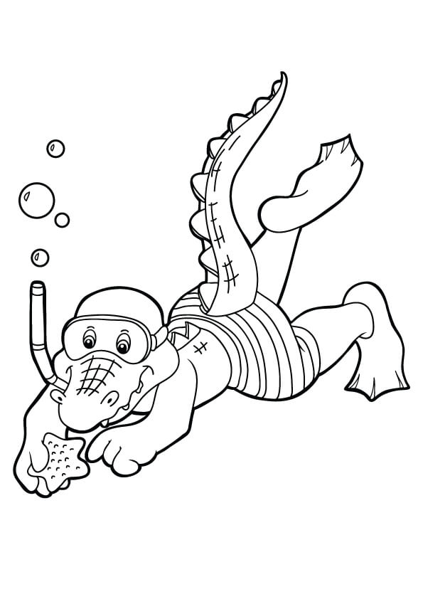 Dibujo de Buceo de Cocodrilos para Colorear