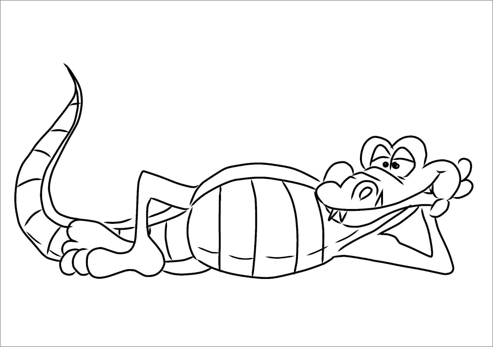Dibujo de Cocodrilo Acostado para Colorear