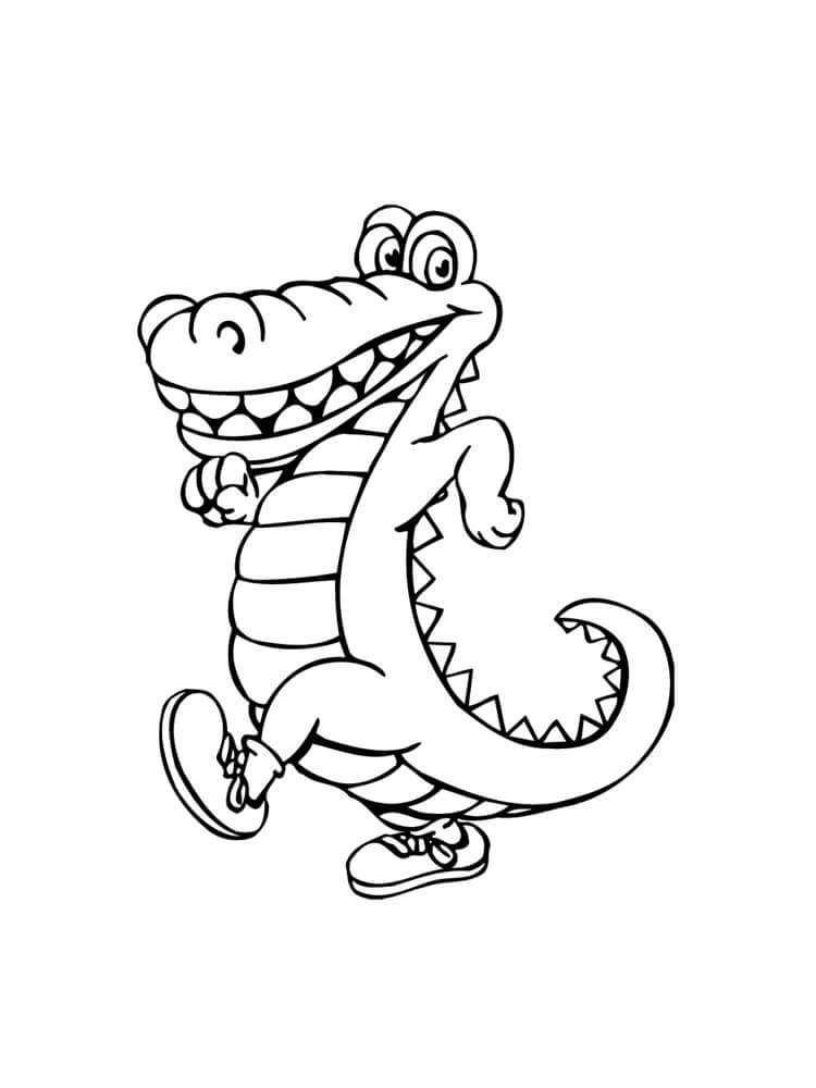 Dibujo de Cocodrilo Divertido Caminando para Colorear