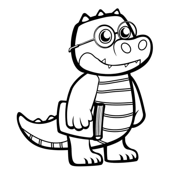 Dibujo de Cocodrilo Estudiante 1 para Colorear