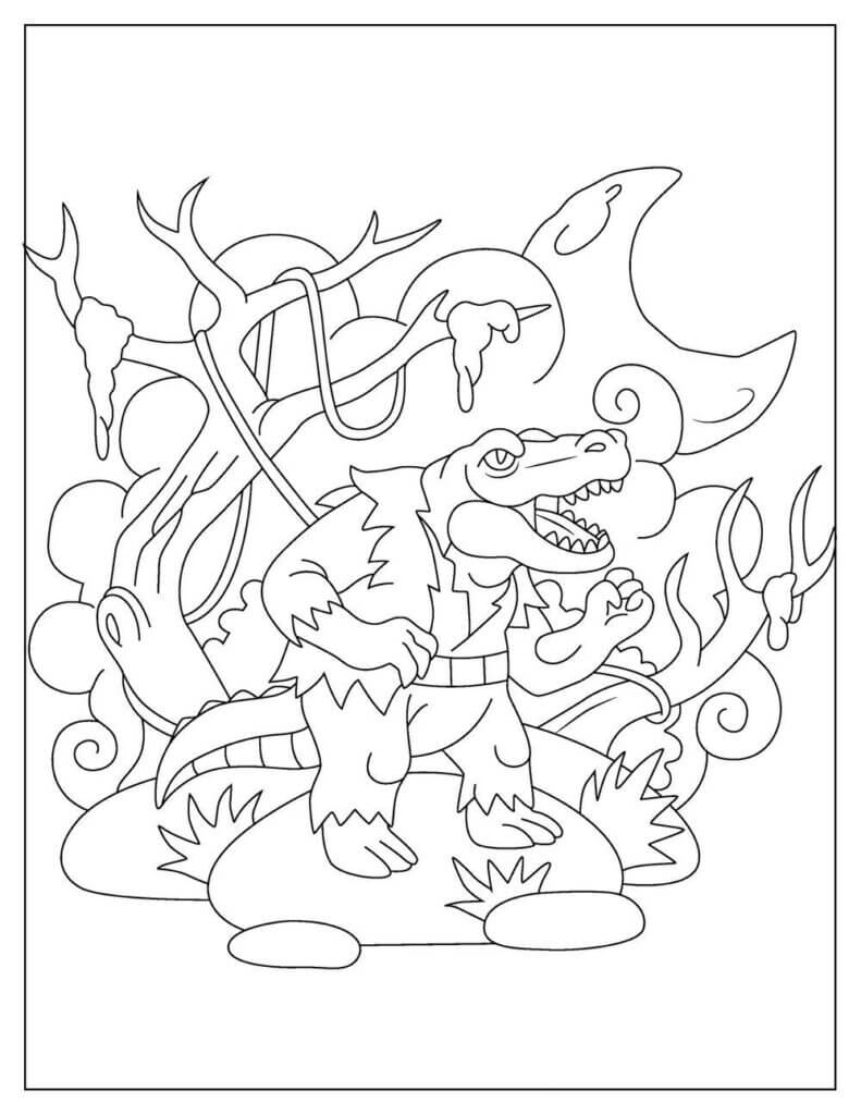 Dibujo de Cocodrilo Monstruo para Colorear