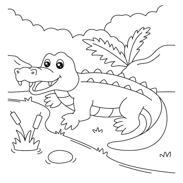 Dibujo de Cocodrilo de la Diversion para Colorear