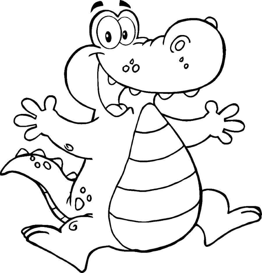 Dibujo de Cocodrilo Feliz de Dibujos Animados para Colorear