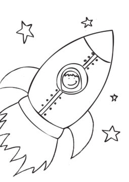 Dibujo de Gente en un Cohete para Colorear