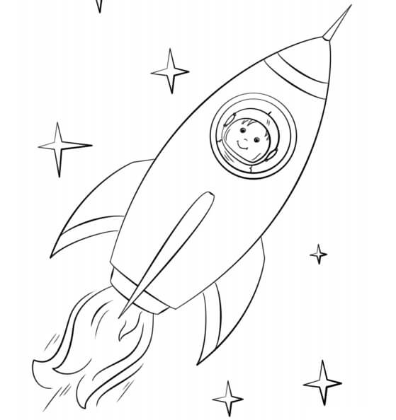 Dibujo de Nio Astronauta Vuelo para Colorear