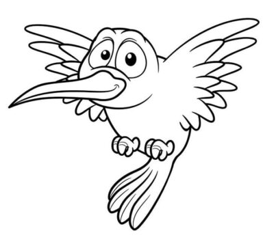 Dibujo de Colibr de Dibujos Animados para Colorear